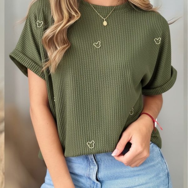 Camiseta acanalada + aplique mickey
